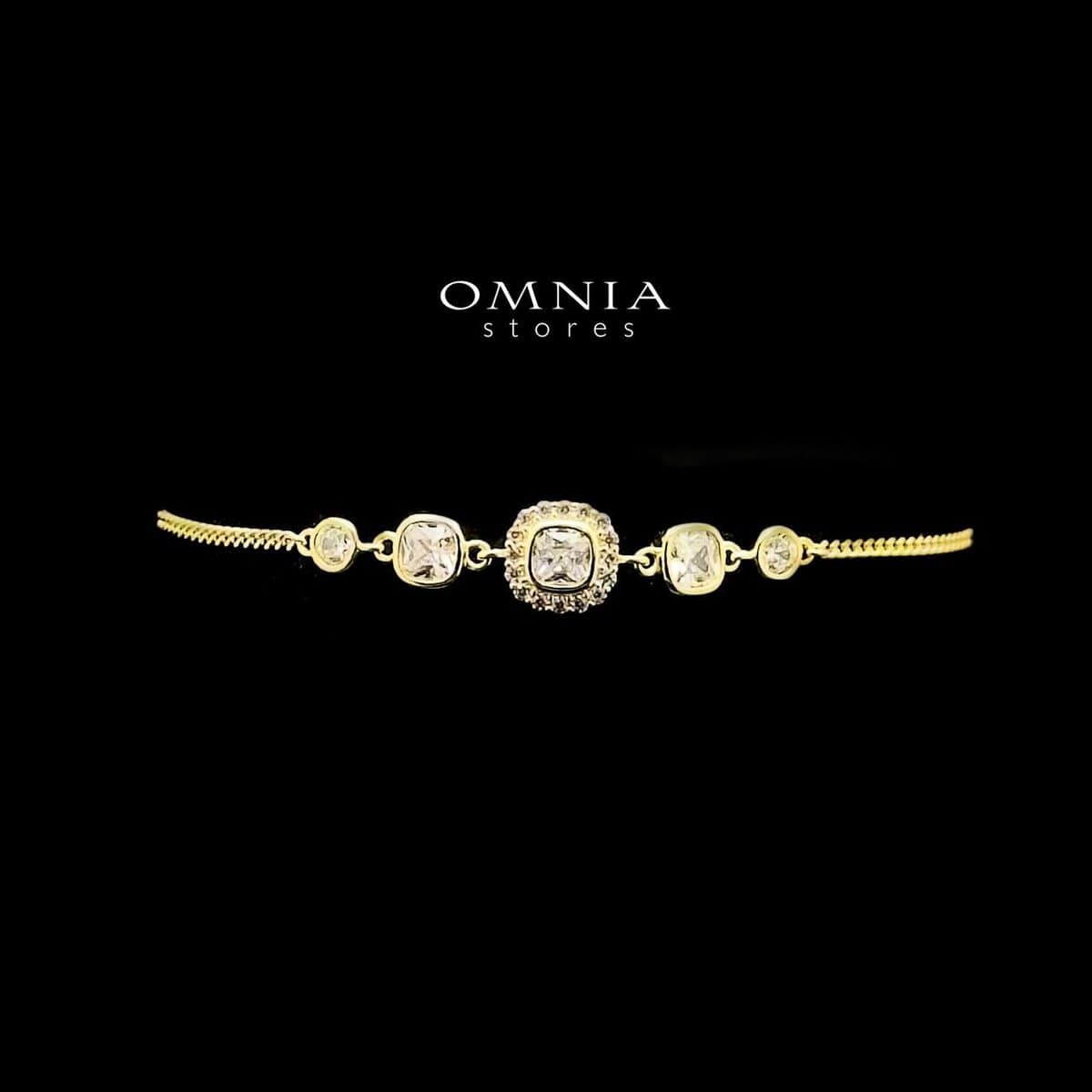 Omnia Ashley Golden Square Bracelet in 92.5 Silver with High Quality Iced Cut Stones - OMNIASTORES UAE
