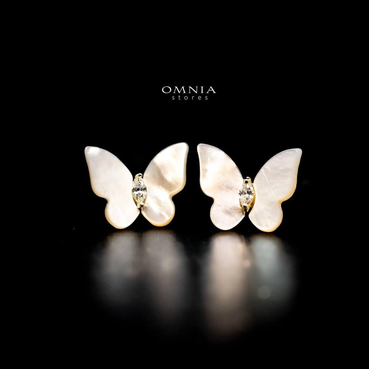 Omnia Ivy Butterfly Stud Earrings in 92.5 Silver with High Quality Iced Cut Stones - OMNIASTORES UAE
