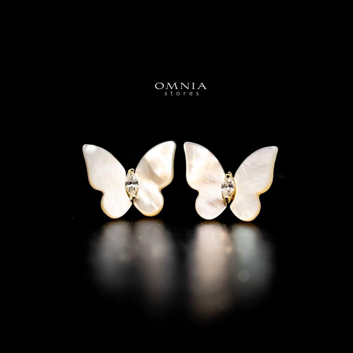 Omnia Ivy Butterfly Stud Earrings in 92.5 Silver with High Quality Iced Cut Stones - OMNIASTORES UAE