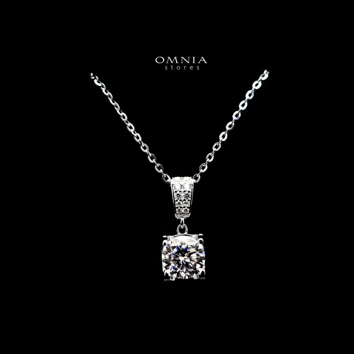 Omnia Dana Solitaire Pendant Necklace in 92.5 Silver with High Quality Iced Cut Stone - OMNIASTORES UAE