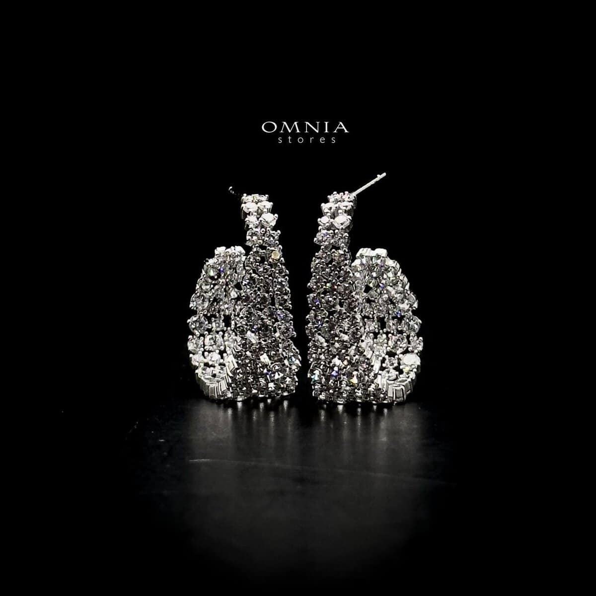 Omnia Elara Iced Cut Hoop Earrings in 92.5 Silver - OMNIASTORES UAE