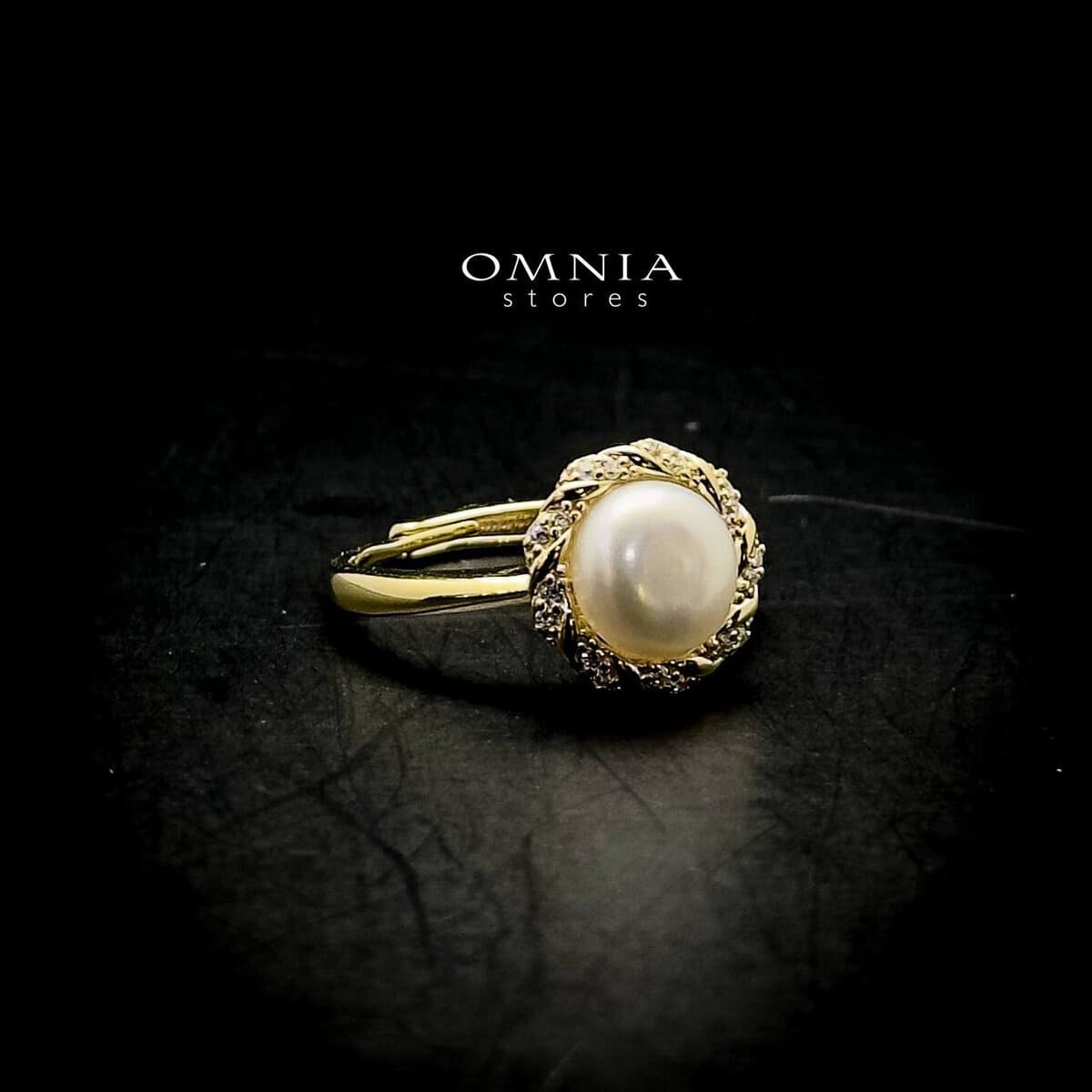 Omnia Zareen Pearl Floral Ring with Iced Cut Stones in High Quality 92.5 Silver - OMNIASTORES UAE
