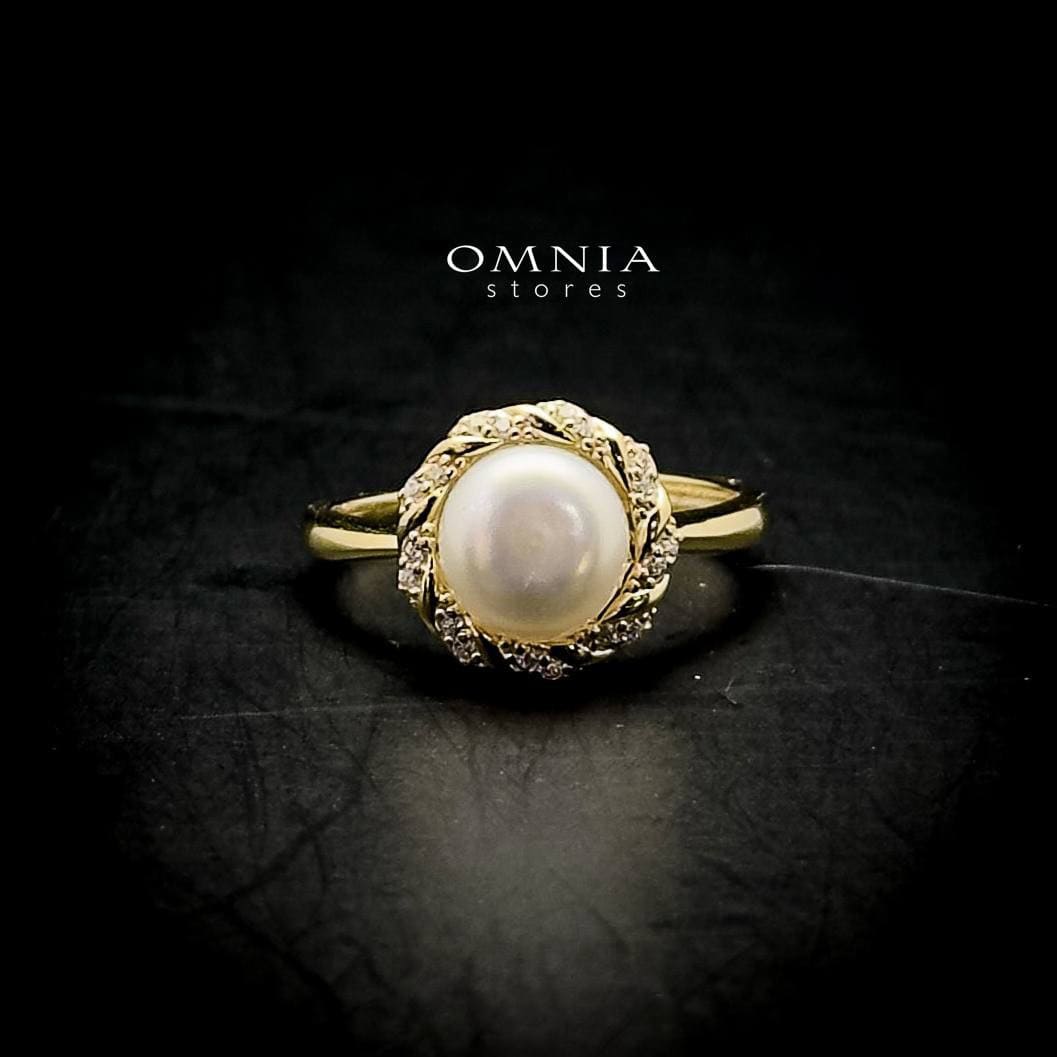 Omnia Zareen Pearl Floral Ring with Iced Cut Stones in High Quality 92.5 Silver - OMNIASTORES UAE