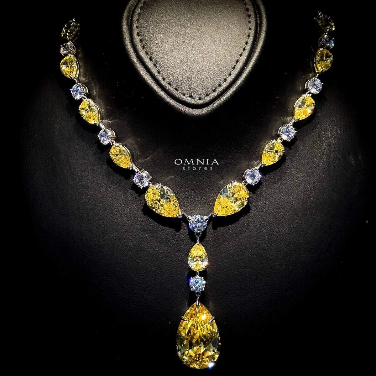 Omnia Isabella Yellow Necklace in 92.5 Silver with High Quality Simulated Diamonds - OMNIASTORES UAE