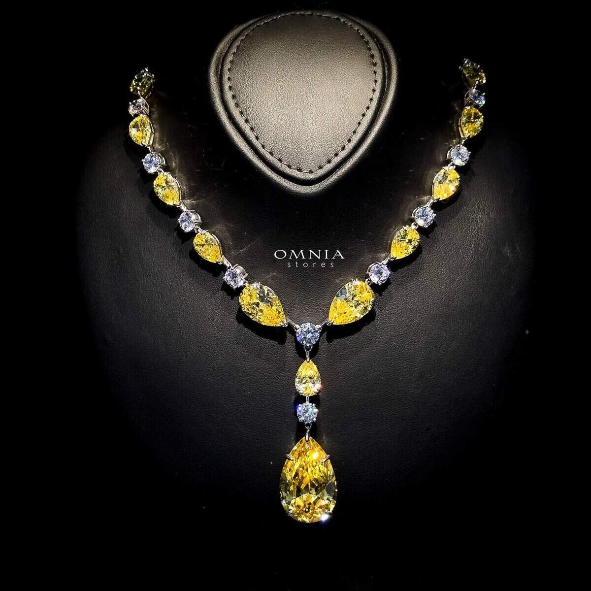 Omnia Isabella Yellow Necklace in 92.5 Silver with High Quality Simulated Diamonds - OMNIASTORES UAE