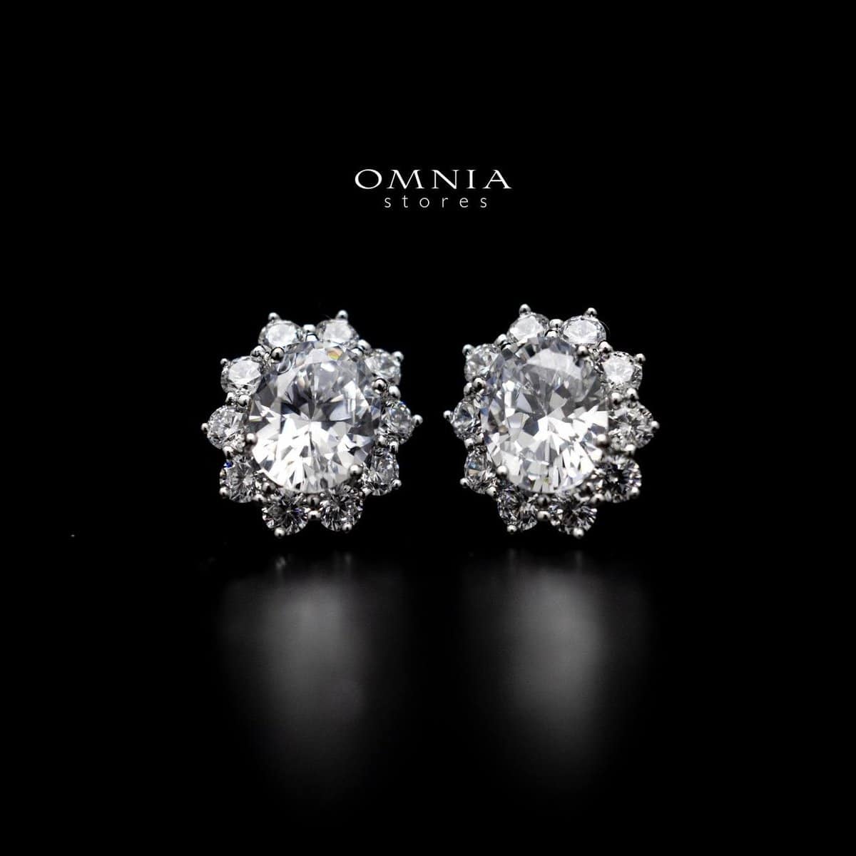 Omnia Harper Floral Stud Earrings In 92.5 Silver with High Quality Simulated Diamonds - OMNIASTORES UAE