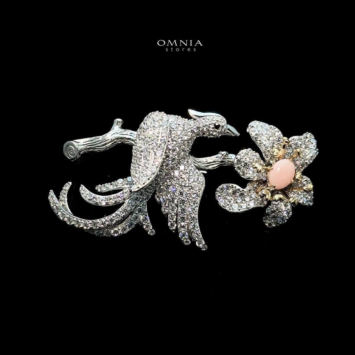Omnia Ella Bird Brooch in 92.5 Silver with High Quality Simulated Diamonds - OMNIASTORES UAE