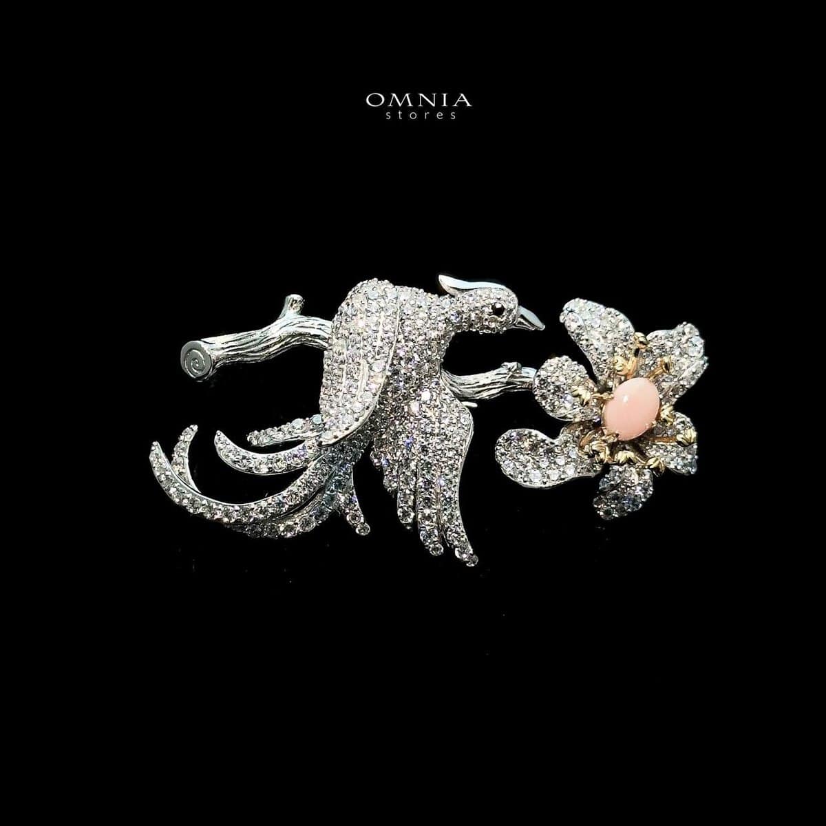 Omnia Ella Bird Brooch in 92.5 Silver with High Quality Simulated Diamonds - OMNIASTORES UAE
