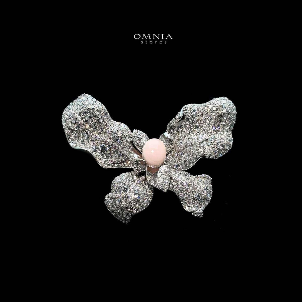 Omnia Ava Butterfly Brooch in 92.5 Silver with High Quality Simulated Diamonds - OMNIASTORES UAE