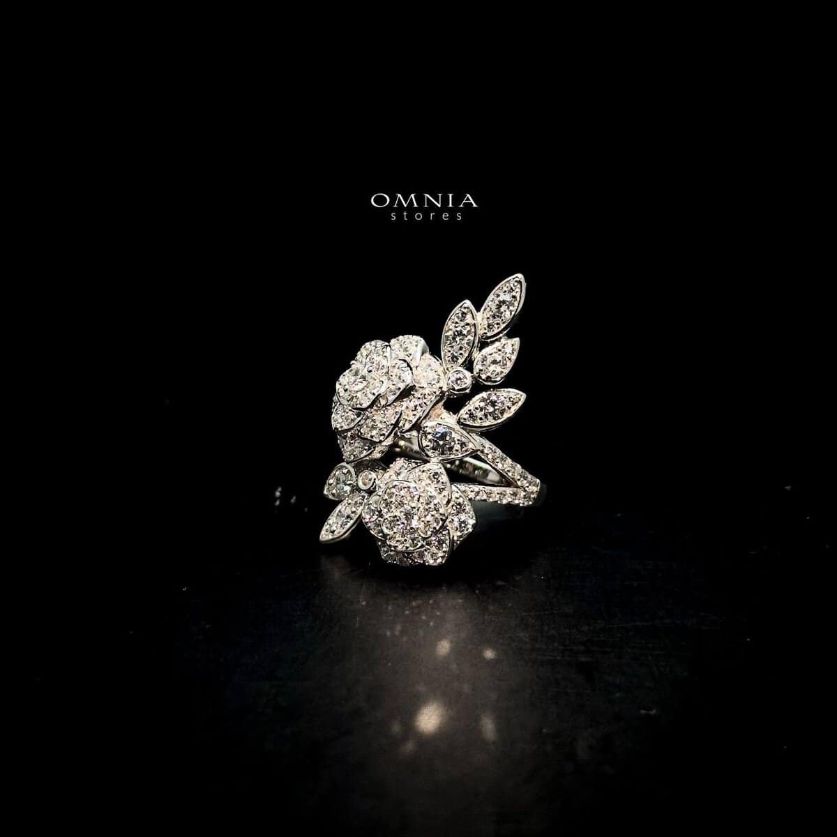 Omnia Sofia Rose Ring in 925 Silver with High Quality Simulated Diamonds - OMNIASTORES UAE