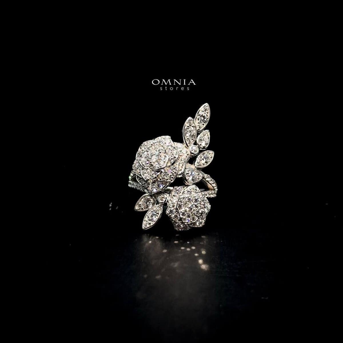 Omnia Sofia Rose Ring in 925 Silver with High Quality Simulated Diamonds - OMNIASTORES UAE