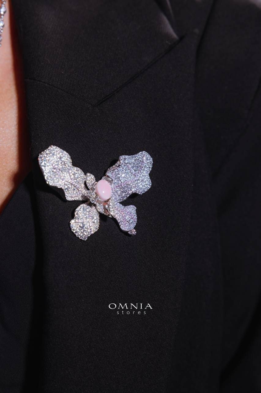 Omnia Ava Butterfly Brooch in 92.5 Silver with High Quality Simulated Diamonds - OMNIASTORES UAE