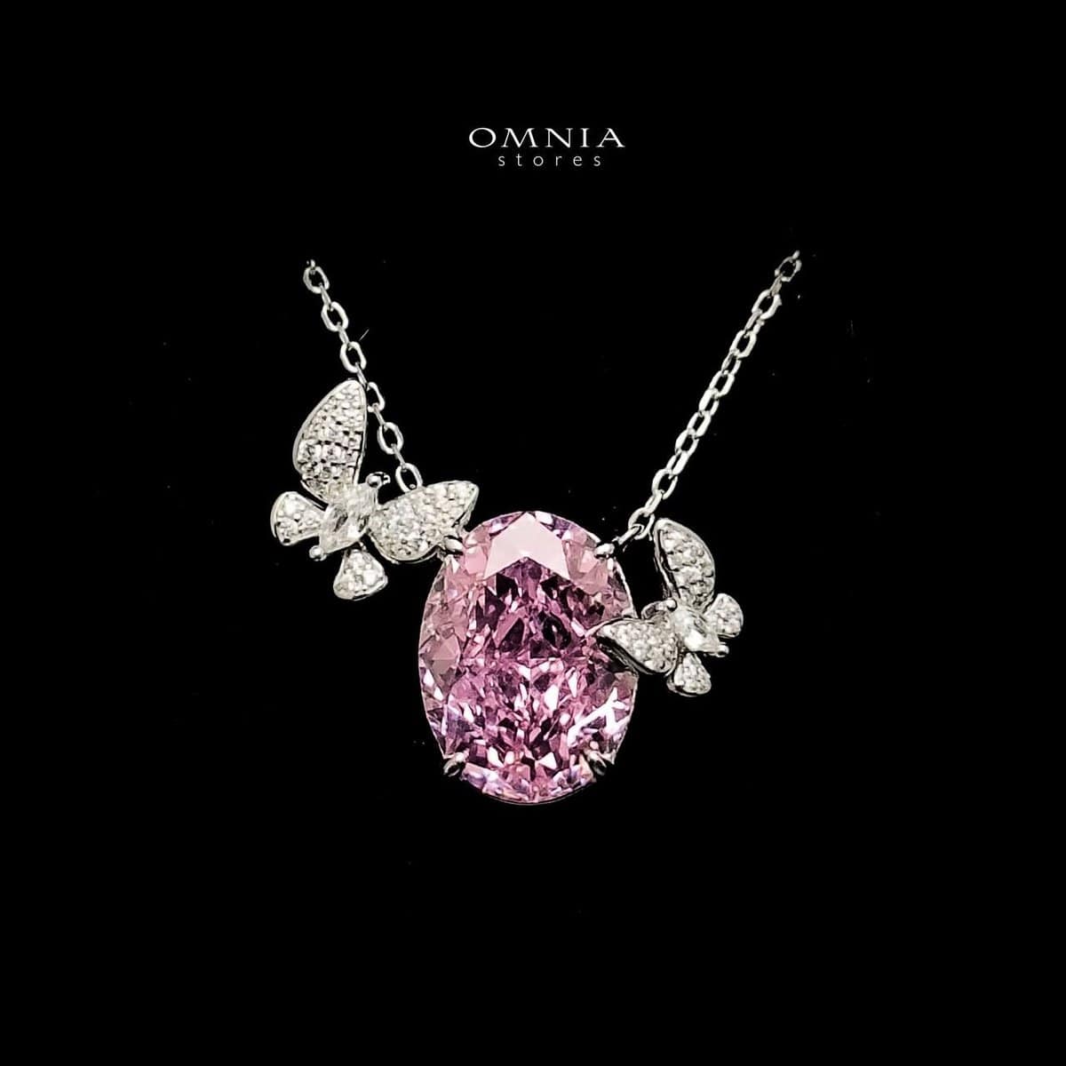 Omnia Maysun Pink Necklace in 925 Silver with High Quality Simulated Diamonds - OMNIASTORES UAE