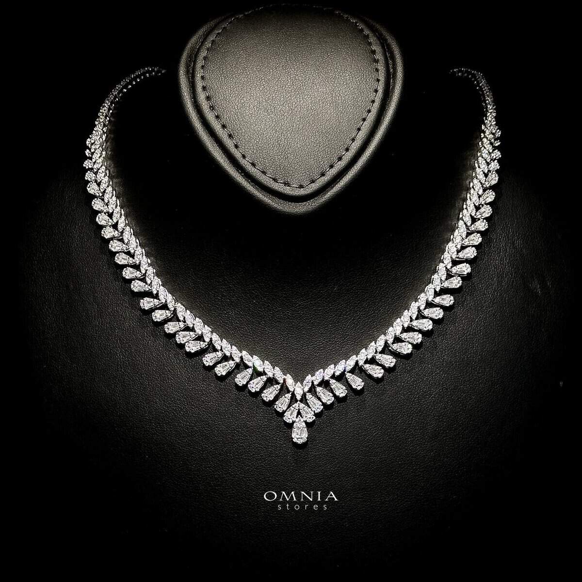 Omnia Aseel White Bridal Full Set in High Quality Zircon Stone Rhodium Plated - OMNIASTORES UAE