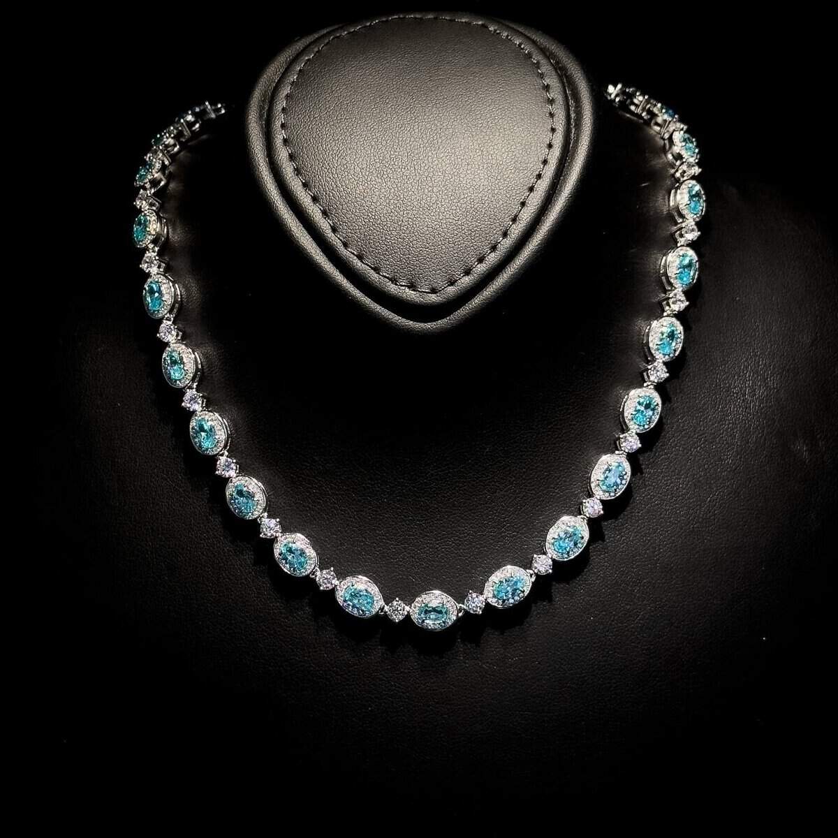 Omnia Asiya Sky Blue Necklace 92.5 Silver In High Quality Simulated diamonds - OMNIASTORES UAE