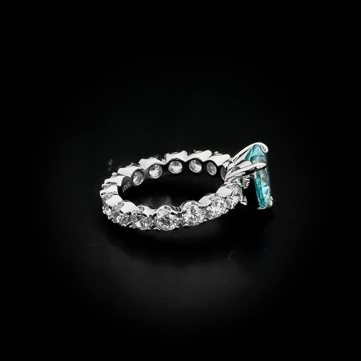 Omnia Sky Blue Heart Ring in 92.5 Silver with High-Quality Simulated Diamonds - OMNIASTORES UAE