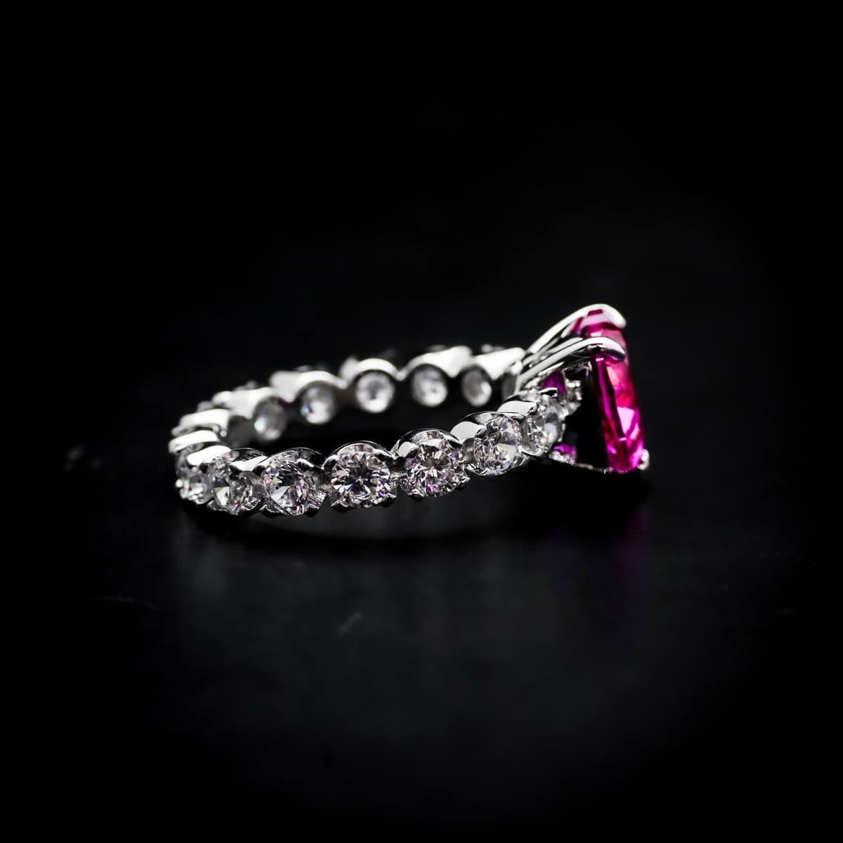 Omnia Ruby Heart Ring in 92.5 Silver with High-Quality Simulated Diamonds - OMNIASTORES UAE