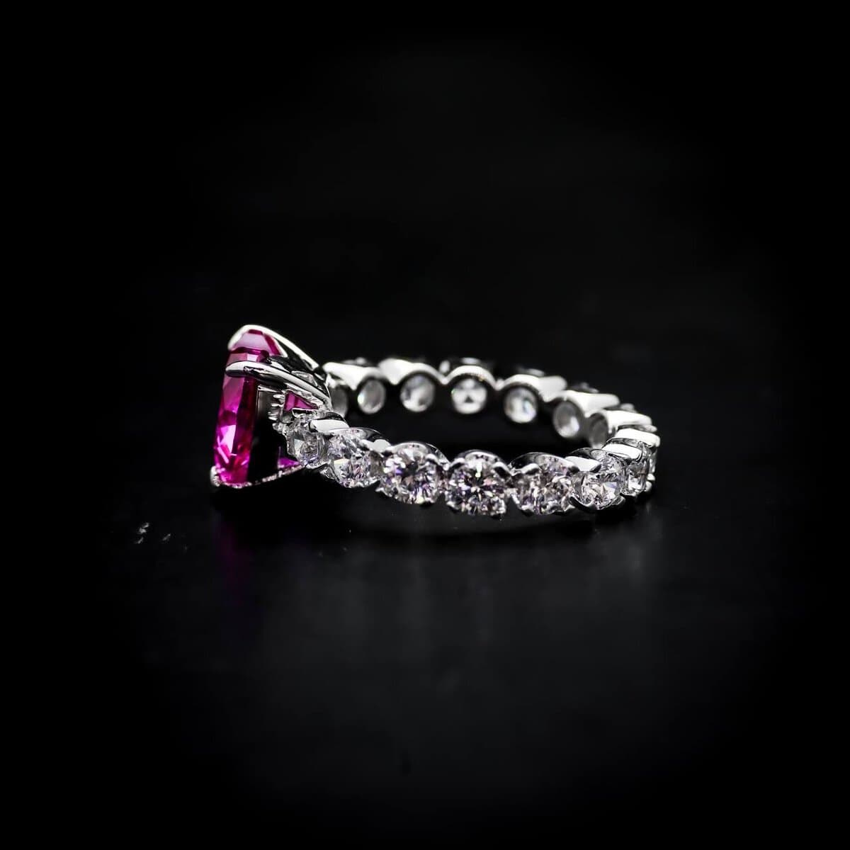 Omnia Ruby Heart Ring in 92.5 Silver with High-Quality Simulated Diamonds - OMNIASTORES UAE