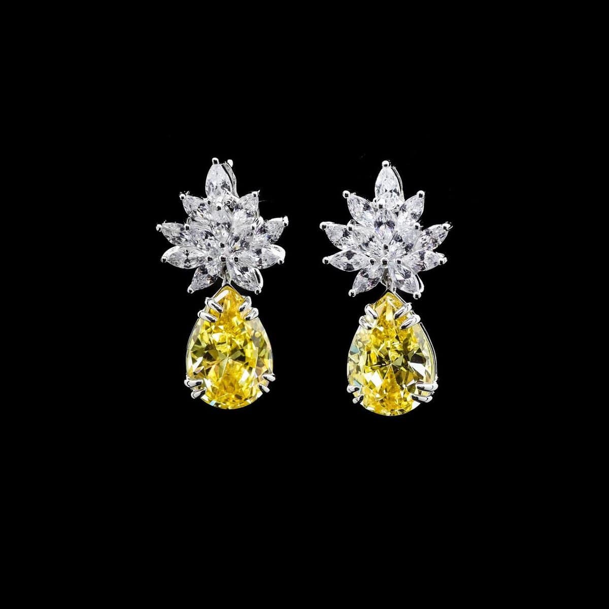Omnia Cidra Yellow Earrings in 92.5 Silver High Quality Simulated Diamonds - OMNIASTORES UAE