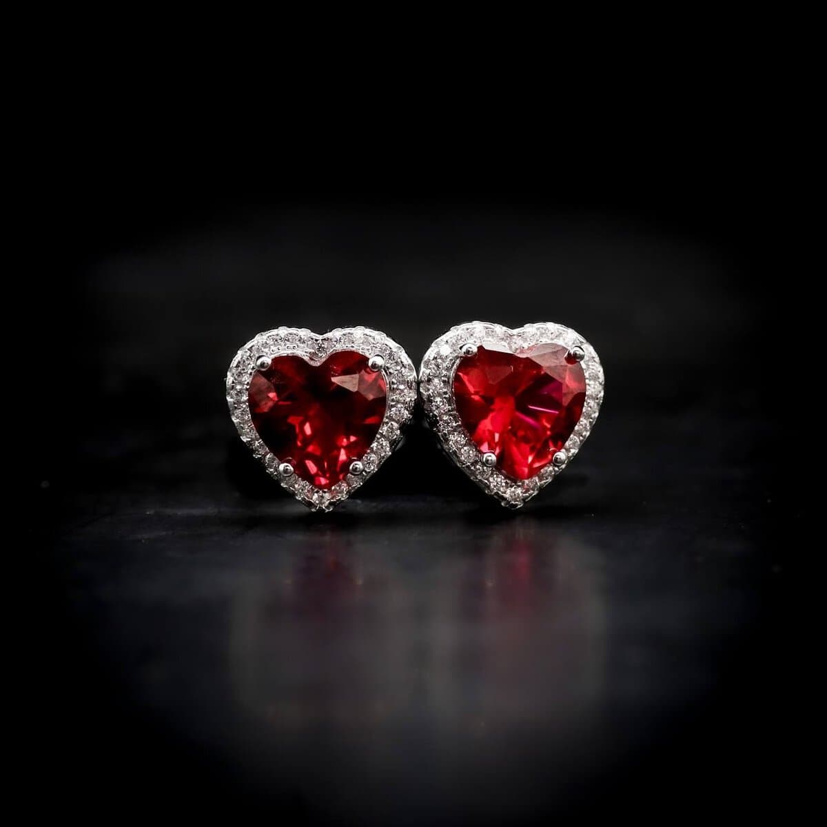 Omnia Latifa Red Stud Earrings In 92.5 Silver High Quality Simulated diamonds - OMNIASTORES UAE