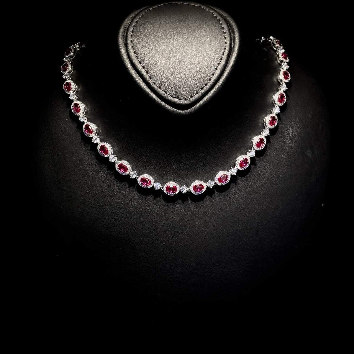 Omnia Asiya Maroon Necklace 92.5 Silver In High Quality Simulated diamonds - OMNIASTORES UAE