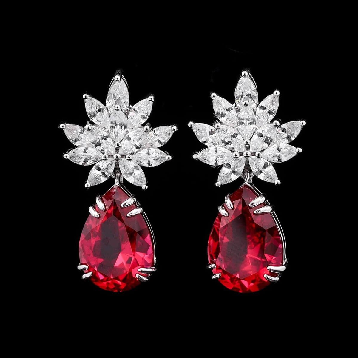Omnia Cidra Red Earrings in 92.5 Silver High Quality Simulated Diamonds - OMNIASTORES UAE