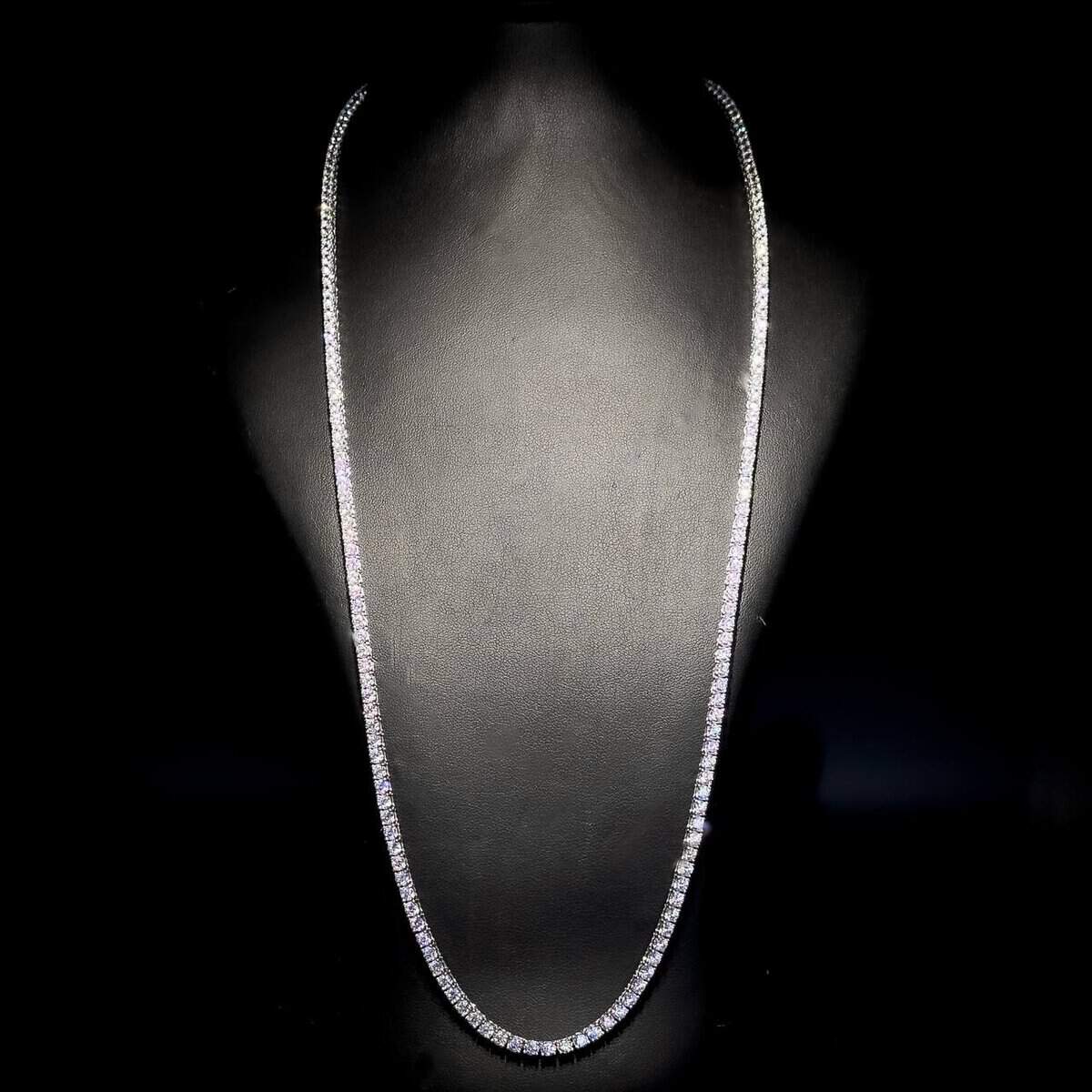Omnia Luxury Tennis Long Chain Necklace in 92.5 Silver with Exquisite 70cm High Quality Simulated Diamonds - OMNIASTORES UAE