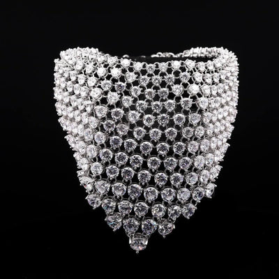 Omnia Luxury Simulated Diamond Mesh Bracelet in 92.5 Pure Silver with High Quality Simulated Diamonds