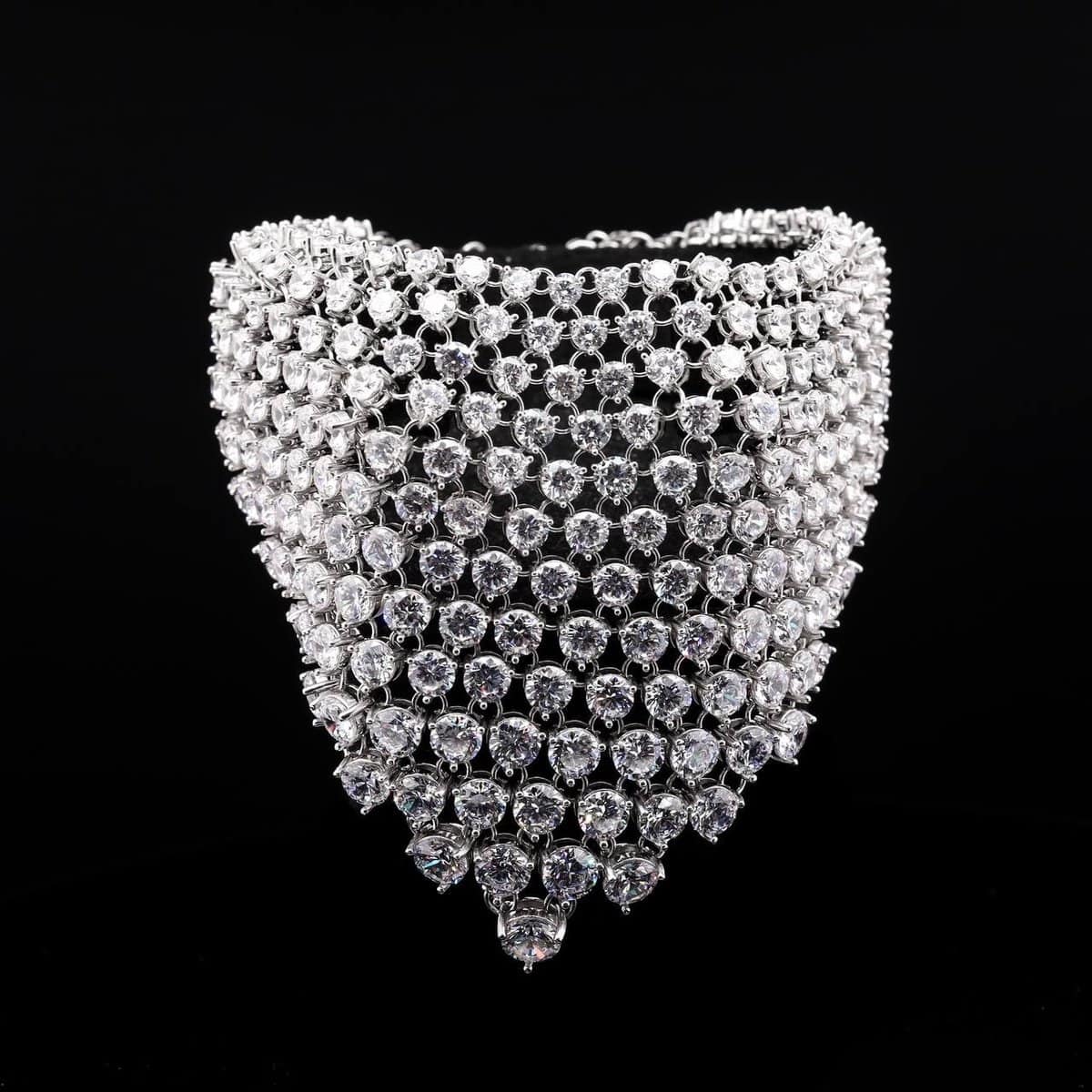 Omnia Luxury Simulated Diamond Mesh Bracelet in 92.5 Pure Silver with High Quality Simulated Diamonds - OMNIASTORES UAE