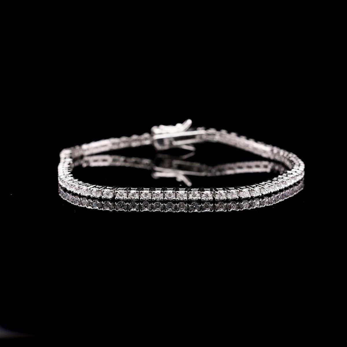 Omnia Imani Slim Tennis Bracelet 2mm in 92.5 Silver with Radiant-Cut High-Quality Simulated Diamonds - OMNIASTORES UAE