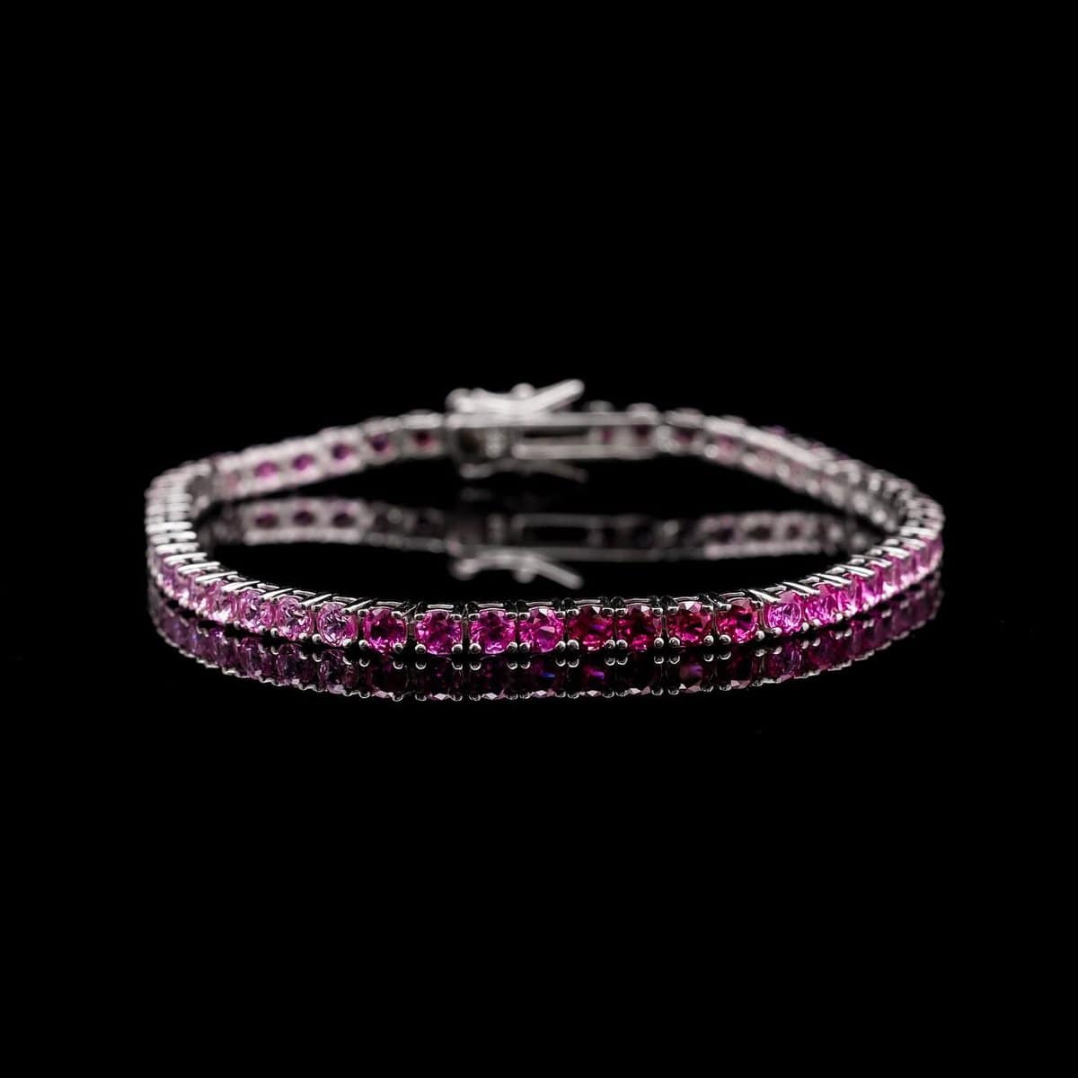 Omnia Tasneem Pink 3mm Tennis Bracelet in 92.5 Silver High Quality Simulated diamonds - OMNIASTORES UAE