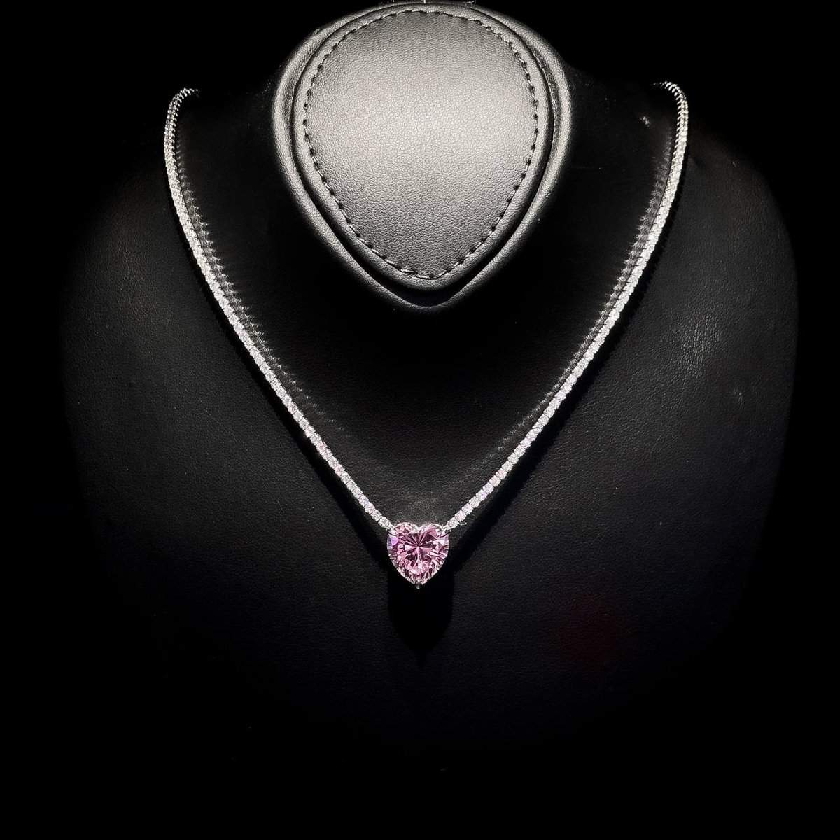 Omnia Heart Pink Necklace 925 Silver in High Quality Simulated Diamonds - OMNIASTORES UAE