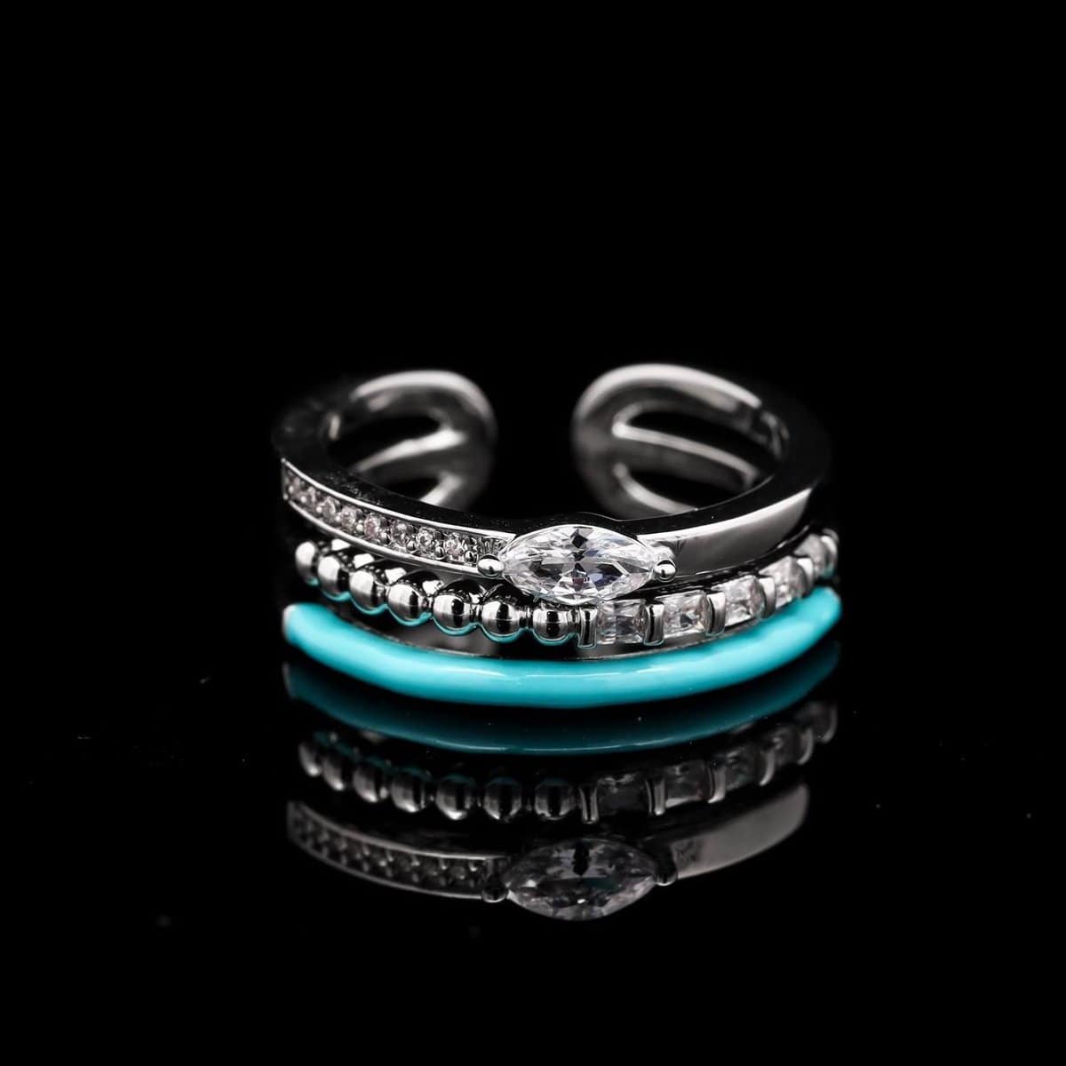 Omnia Anoud Ring Accessories in High Quality Zircon Stone Rhodium Plated - OMNIASTORES UAE