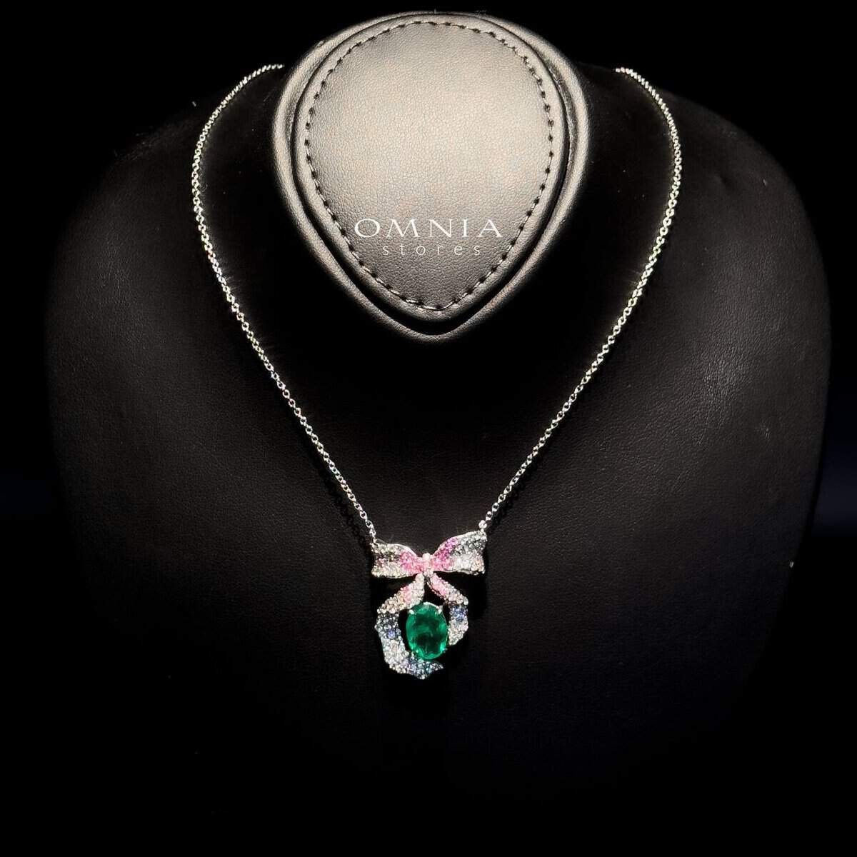 Omnia Kenzie Necklace In 925 Silver Jewelry in High Quality Zircon Stone in Rhodium Plated - OMNIASTORES UAE