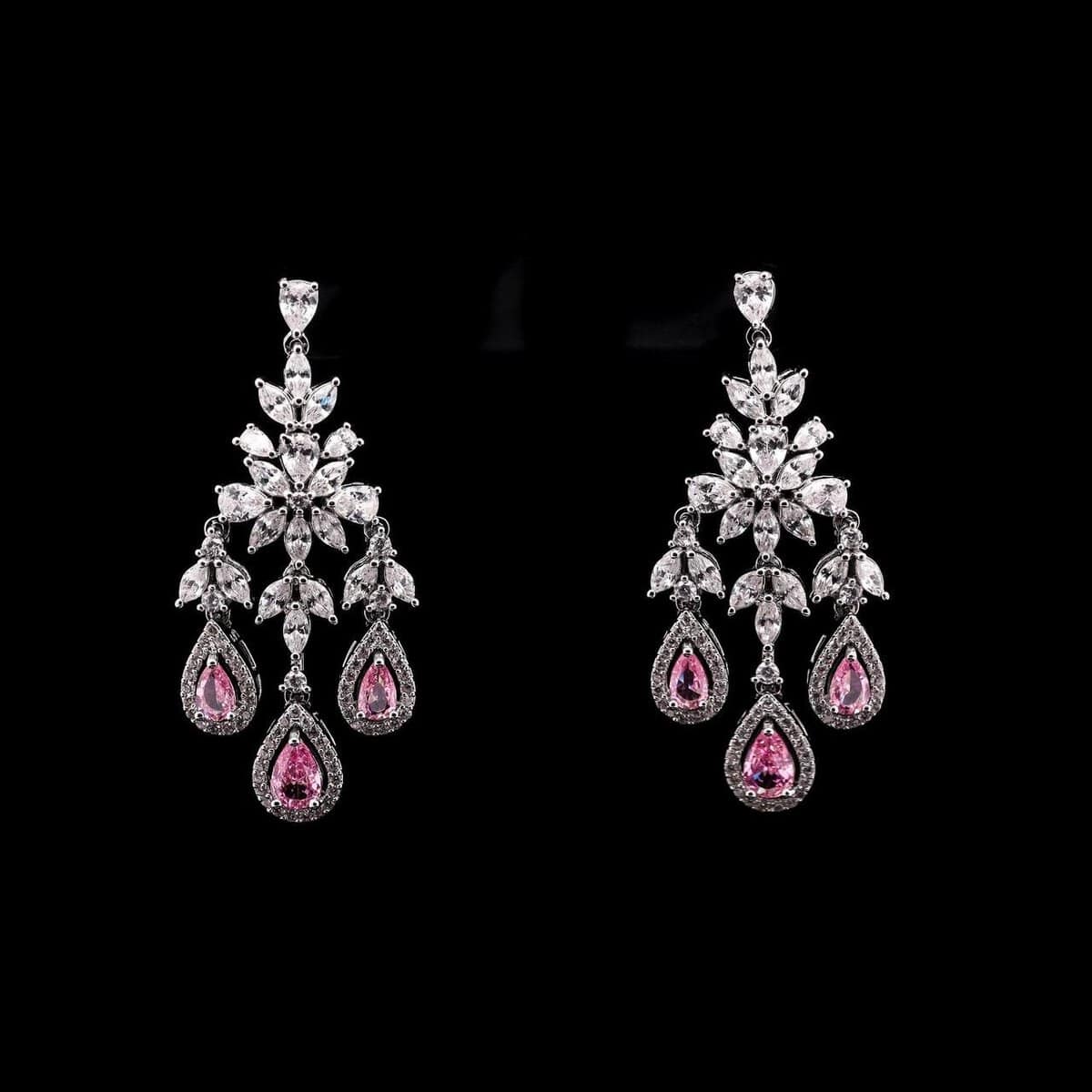 Omnia Ayla Pink Bridal Full Set in High-Quality Zircon Stone Rhodium Plated - OMNIASTORES UAE