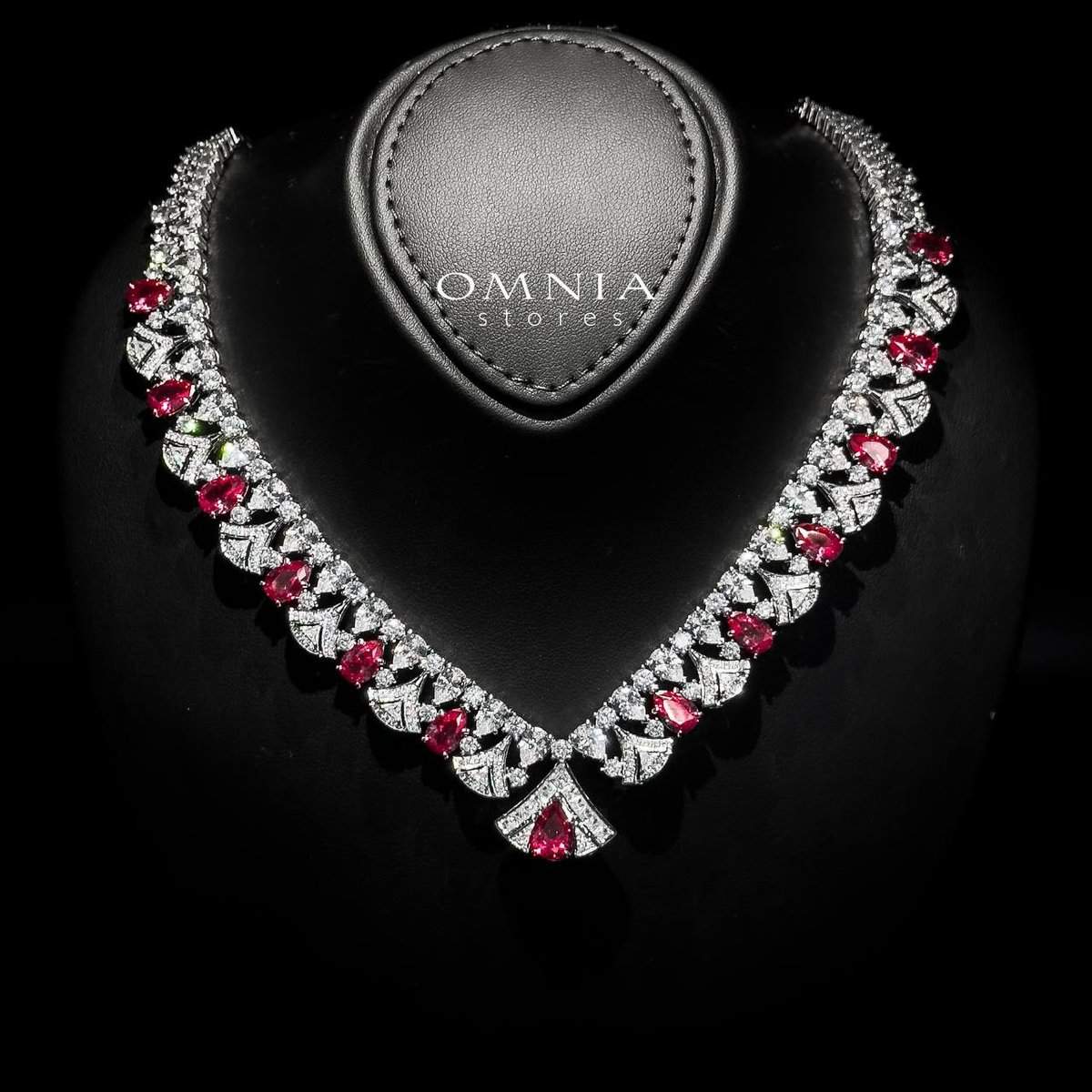 Omnia Elizabeth Maroon & White Luxury Full Jewelry Set - OMNIASTORES UAE