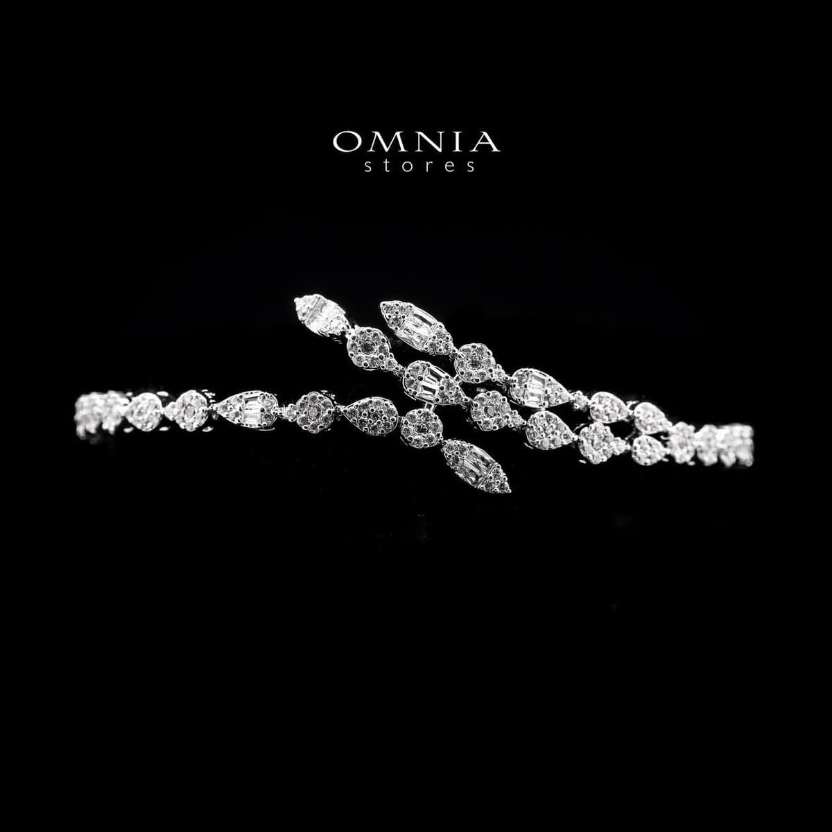 Omnia Arwen White Luxury Bridal Full Set with High-Quality Simulated Diamonds Rhodium Plated
