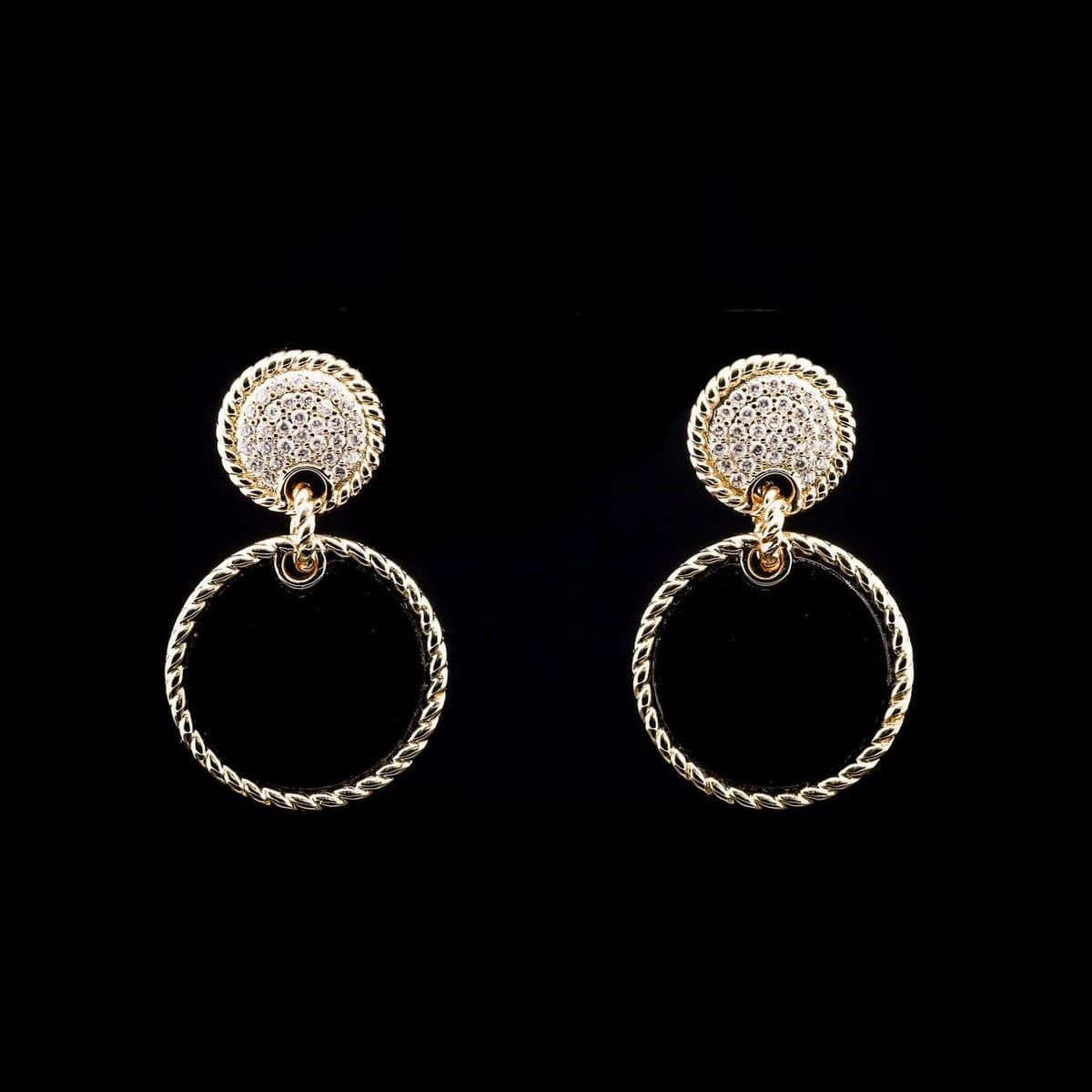 Omnia Elena Black Agate Stone Earrings in High Quality Zircon Stone in Rhodium Plated - OMNIASTORES UAE