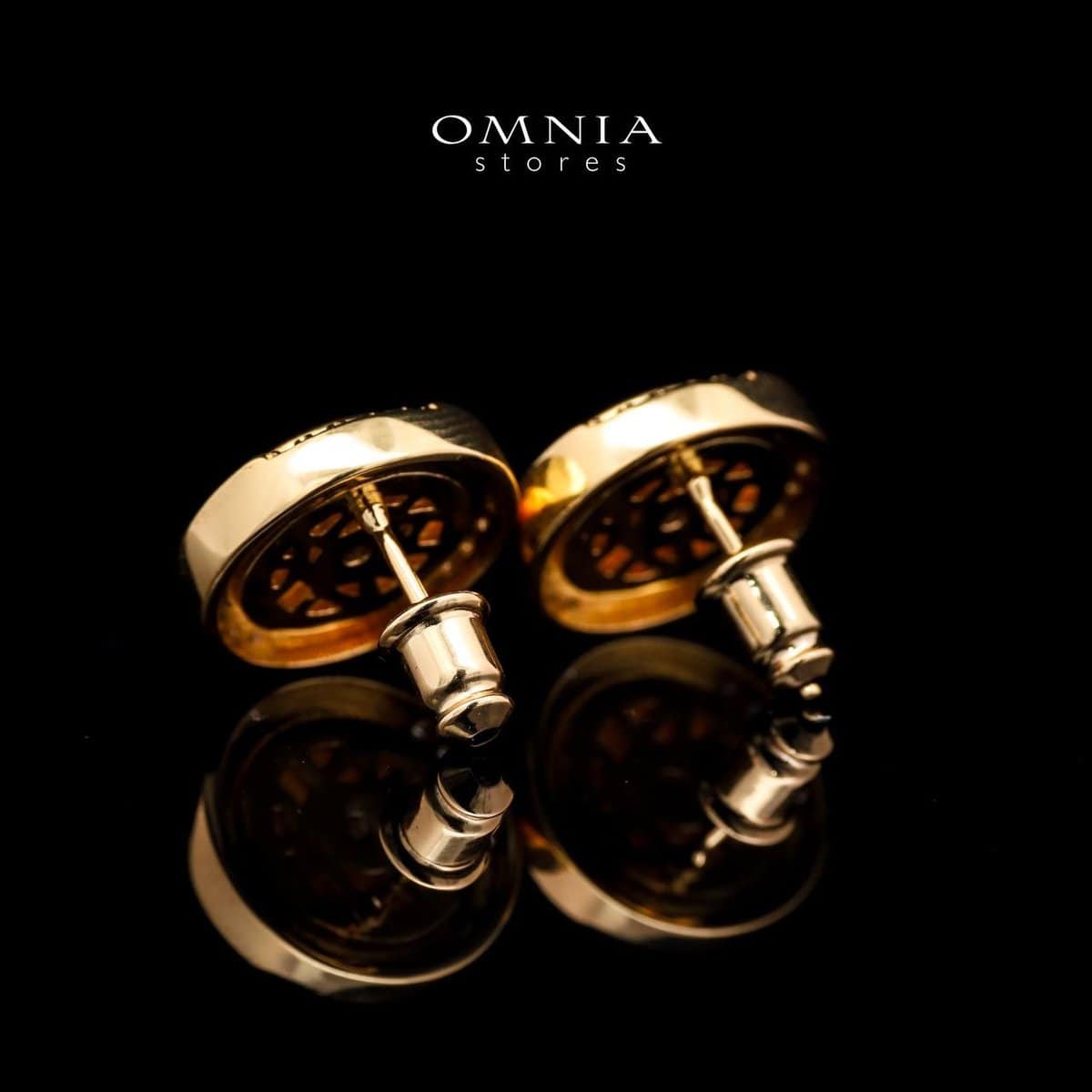Omnia Asfar Stud Earrings in Brass Gold Plated with Mother of Pearl - OMNIASTORES UAE