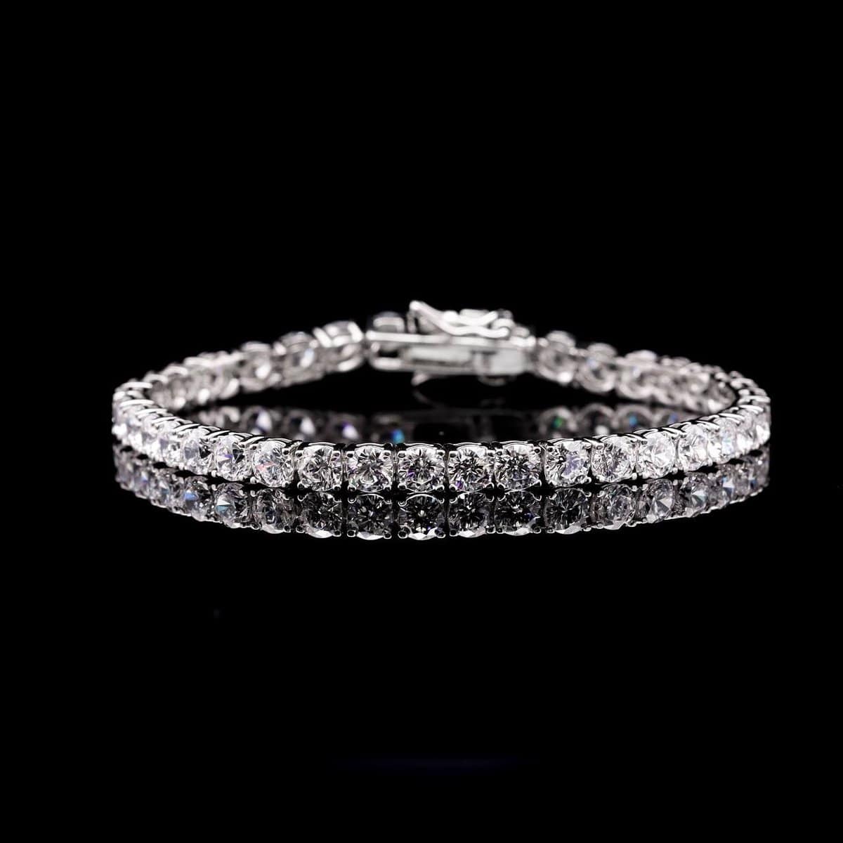 Omnia Imani White Radiant-Cut Tennis Bracelet 3.5mm in 925 Silver with Simulated Diamonds - OMNIASTORES UAE