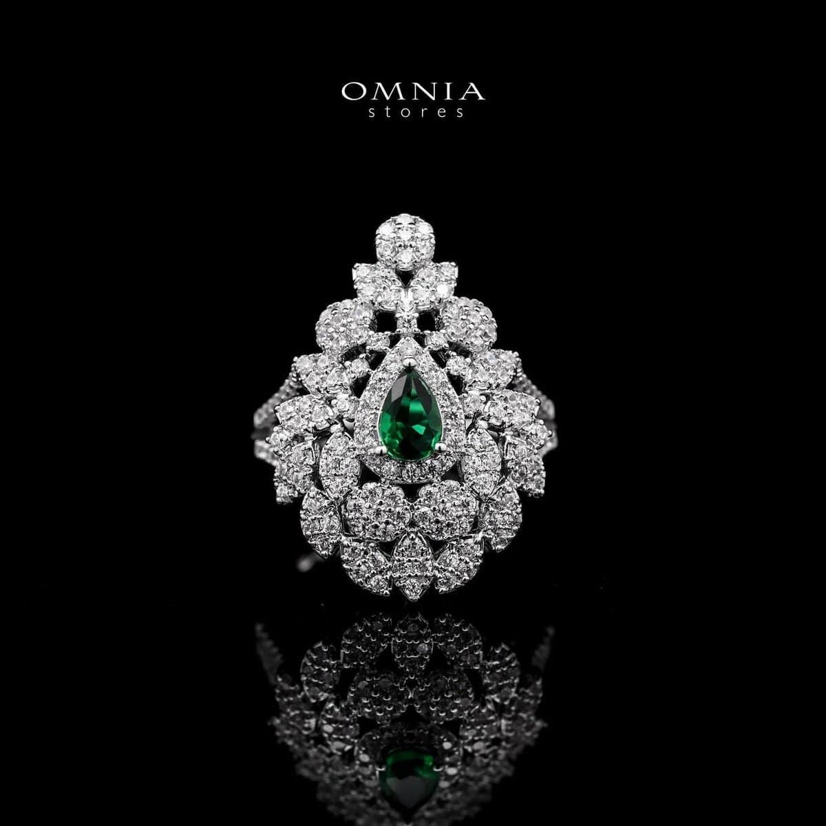 Omnia Daisy Green Bridal Full Set in High Quality Zircon Stone in Rhodium Plated - OMNIASTORES UAE