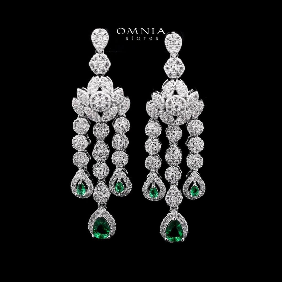 Omnia Daisy Green Bridal Full Set in High Quality Zircon Stone in Rhodium Plated - OMNIASTORES UAE