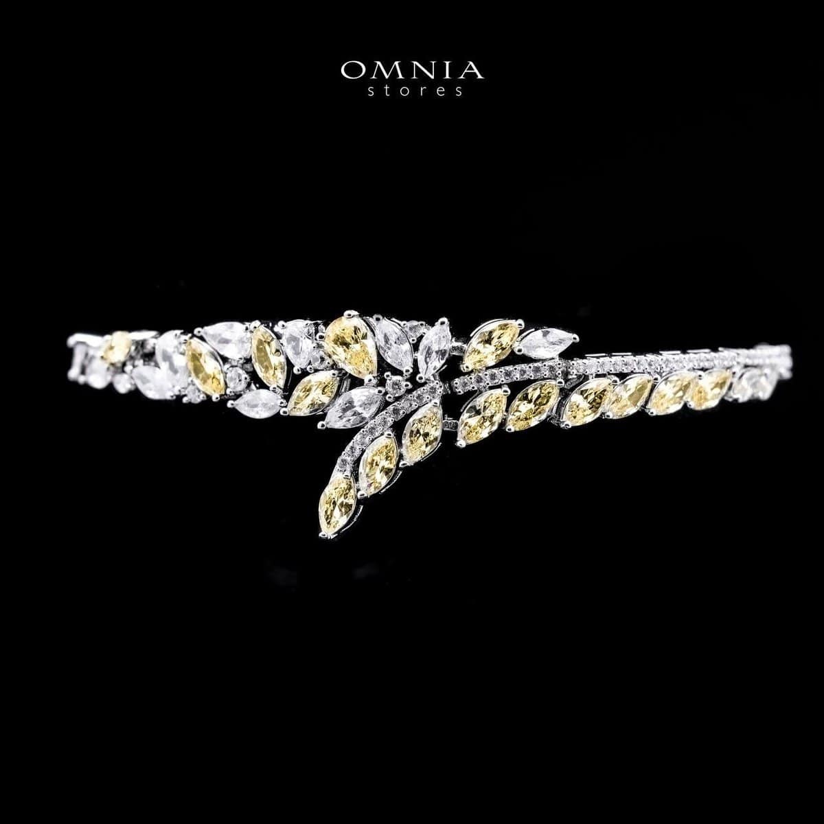Omnia Basant Yellow Bridal Full Set with Sparkling Zircon Stones in High-Quality Rhodium Plated Finish - OMNIASTORES UAE