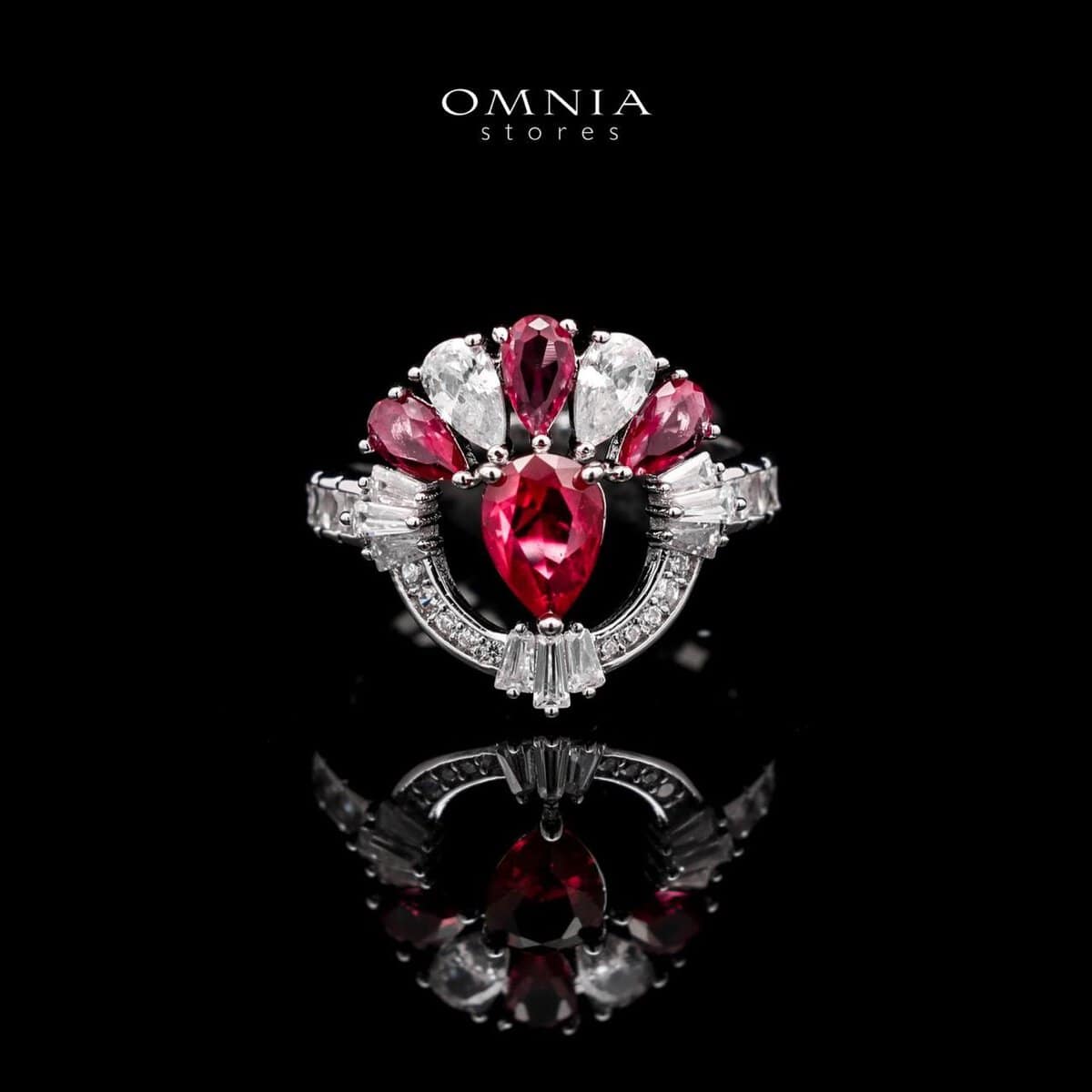 Omnia Maram Maroon Full Set in 92.5 Silver with High-Quality Simulated Diamonds and Teardrop Design - OMNIASTORES UAE