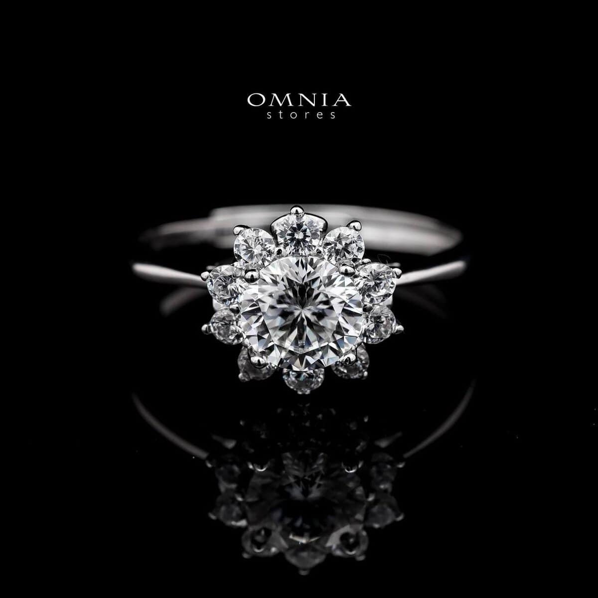 Omnia Blossom Halo Ring in 925 Sterling Silver with High-Quality Iced Cut Stones - OMNIASTORES UAE