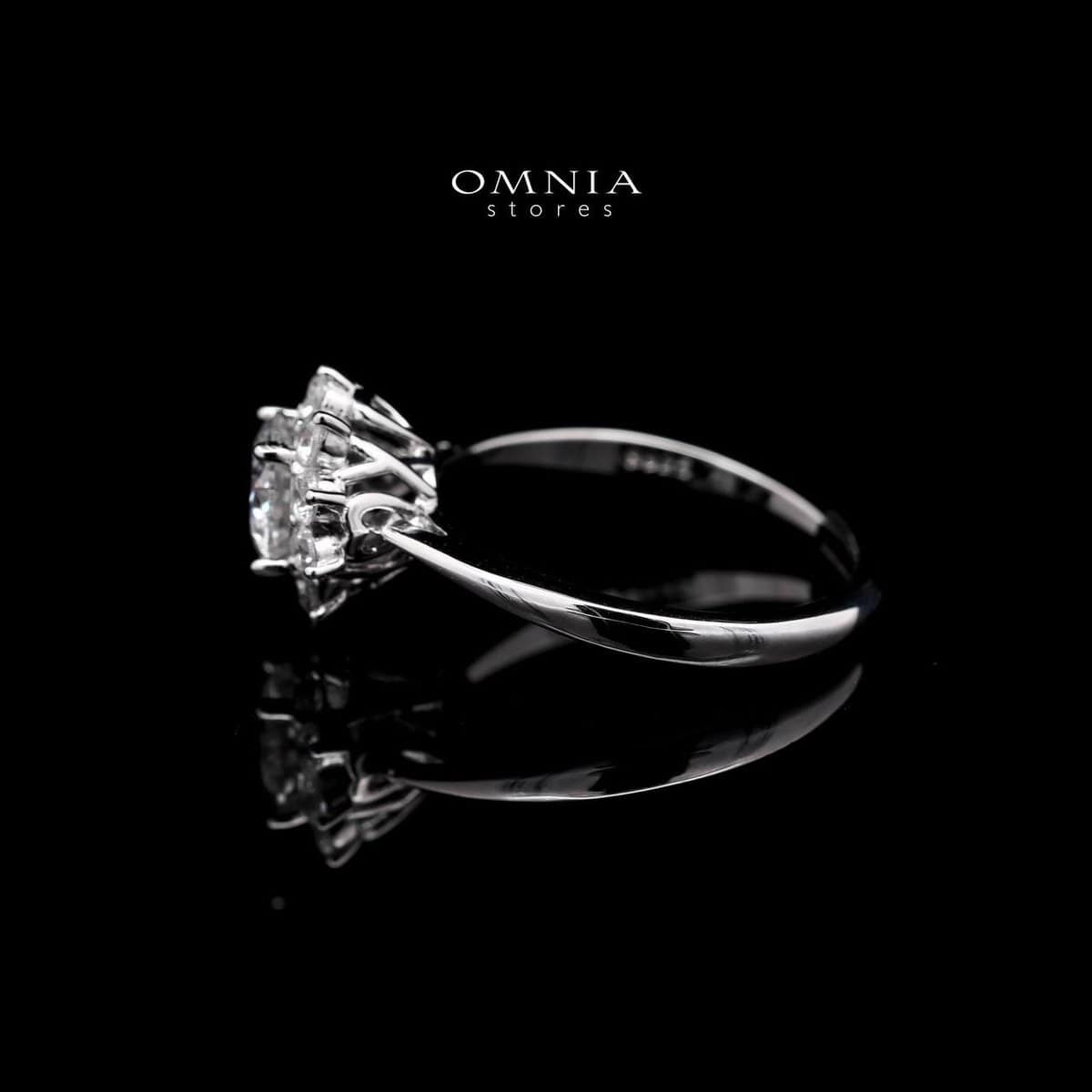 Omnia Blossom Halo Ring in 925 Sterling Silver with High-Quality Iced Cut Stones - OMNIASTORES UAE