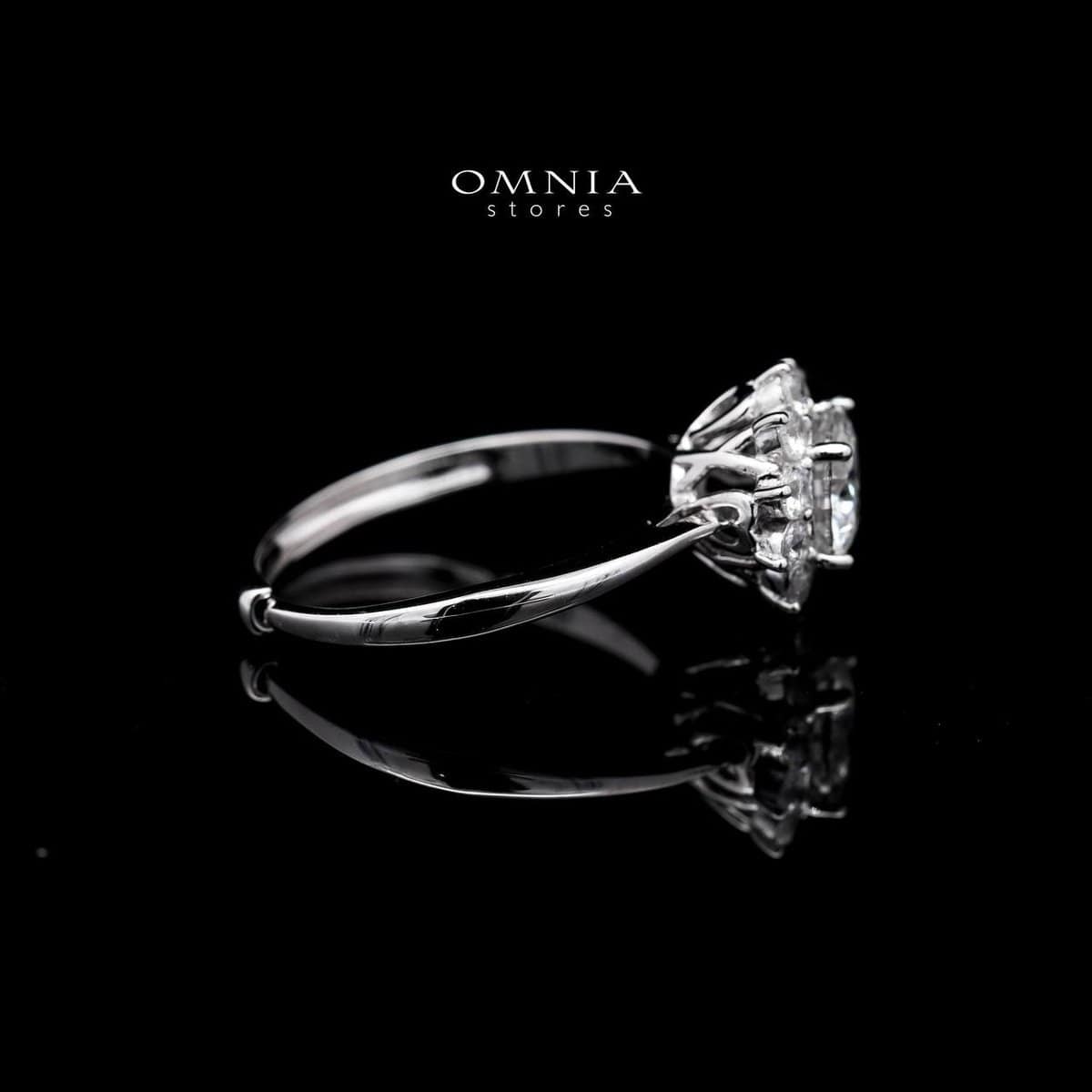 Omnia Blossom Halo Ring in 925 Sterling Silver with High-Quality Iced Cut Stones - OMNIASTORES UAE