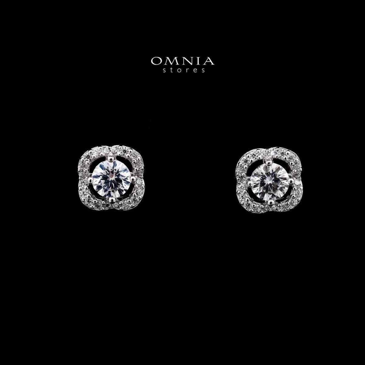 Omnia Fleur Halo Stud Earrings in 925 Sterling Silver with High-Quality Iced Cut Stones - OMNIASTORES UAE
