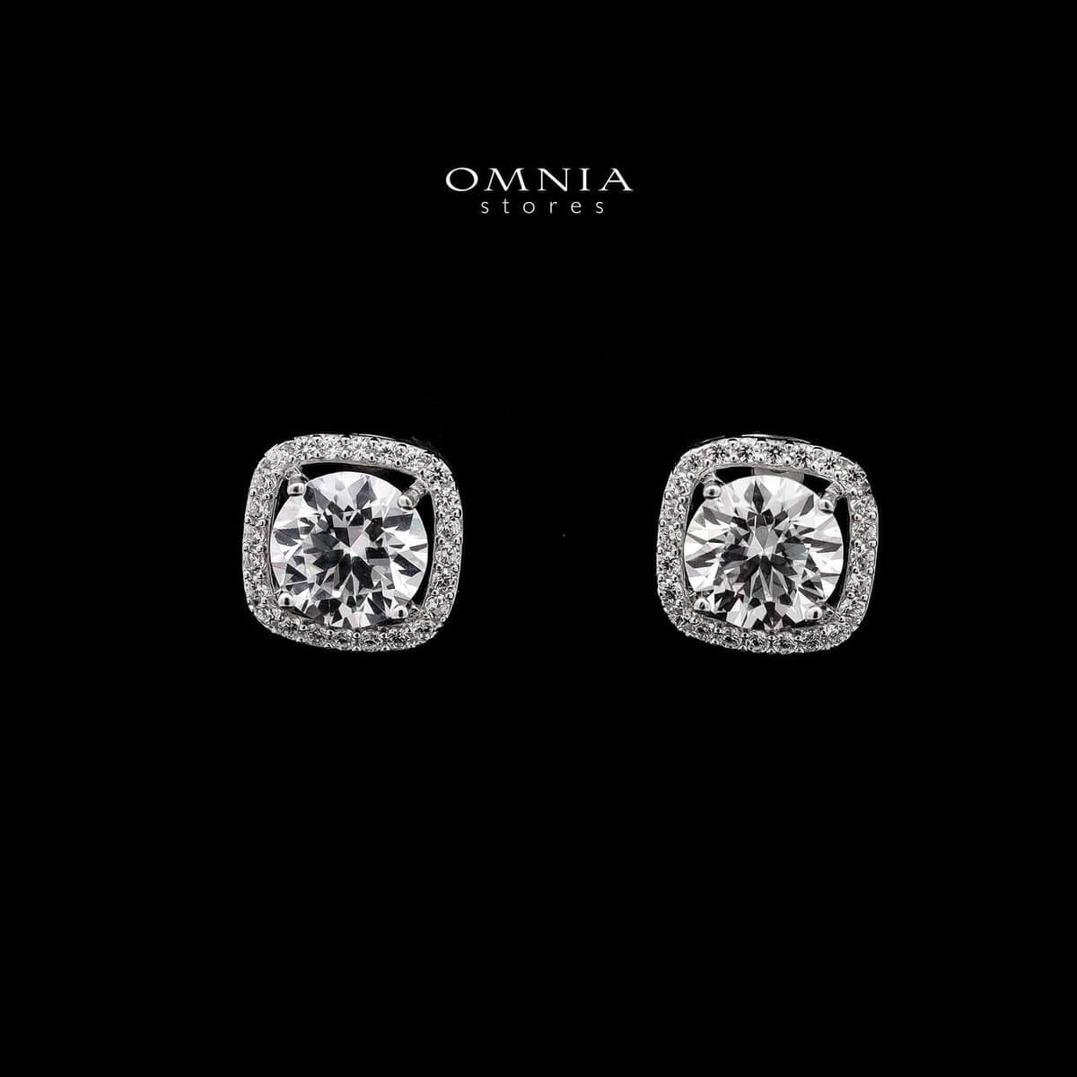 Omnia Radiance Cushion Stud Earrings in 925 Sterling Silver with High-Quality Iced Cut Stones - OMNIASTORES UAE
