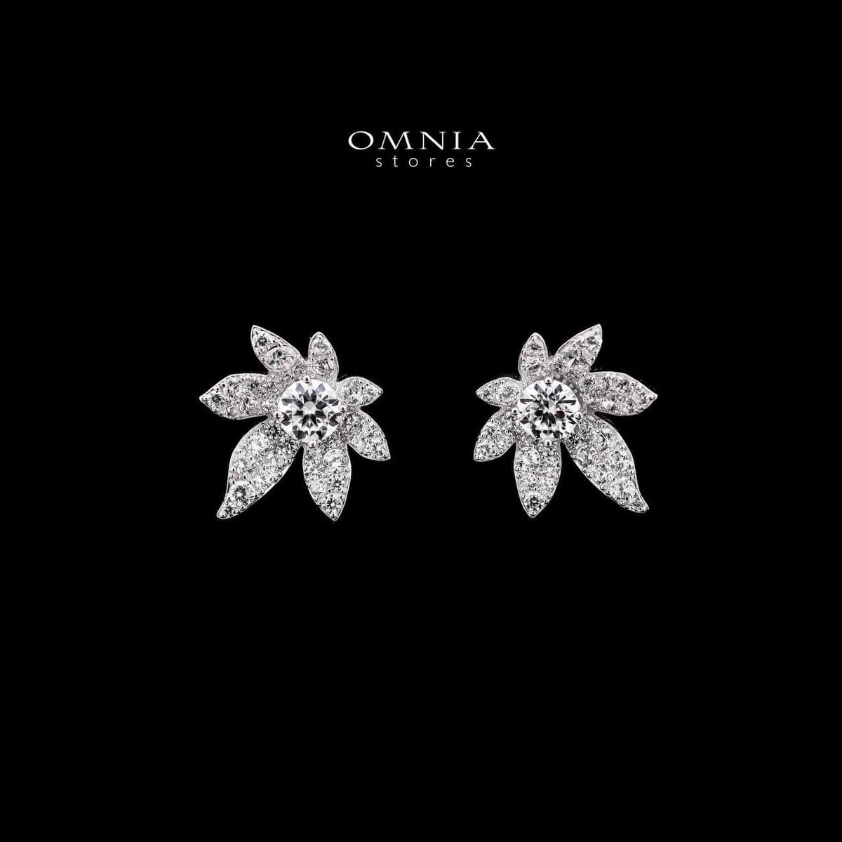 Omnia Laurel Blossom Stud Earrings in 925 Silver with High-Quality Iced Cut Stones - OMNIASTORES UAE